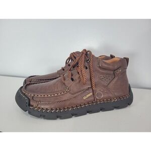 CLOHCO Mens Brown Leather Lace Up Chukka Boots New